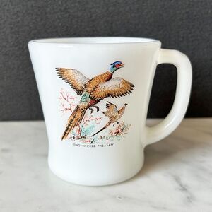 Vintage Fire King Anchor Hocking Mug Coffee Cup D Handle Ring Necked Pheasant